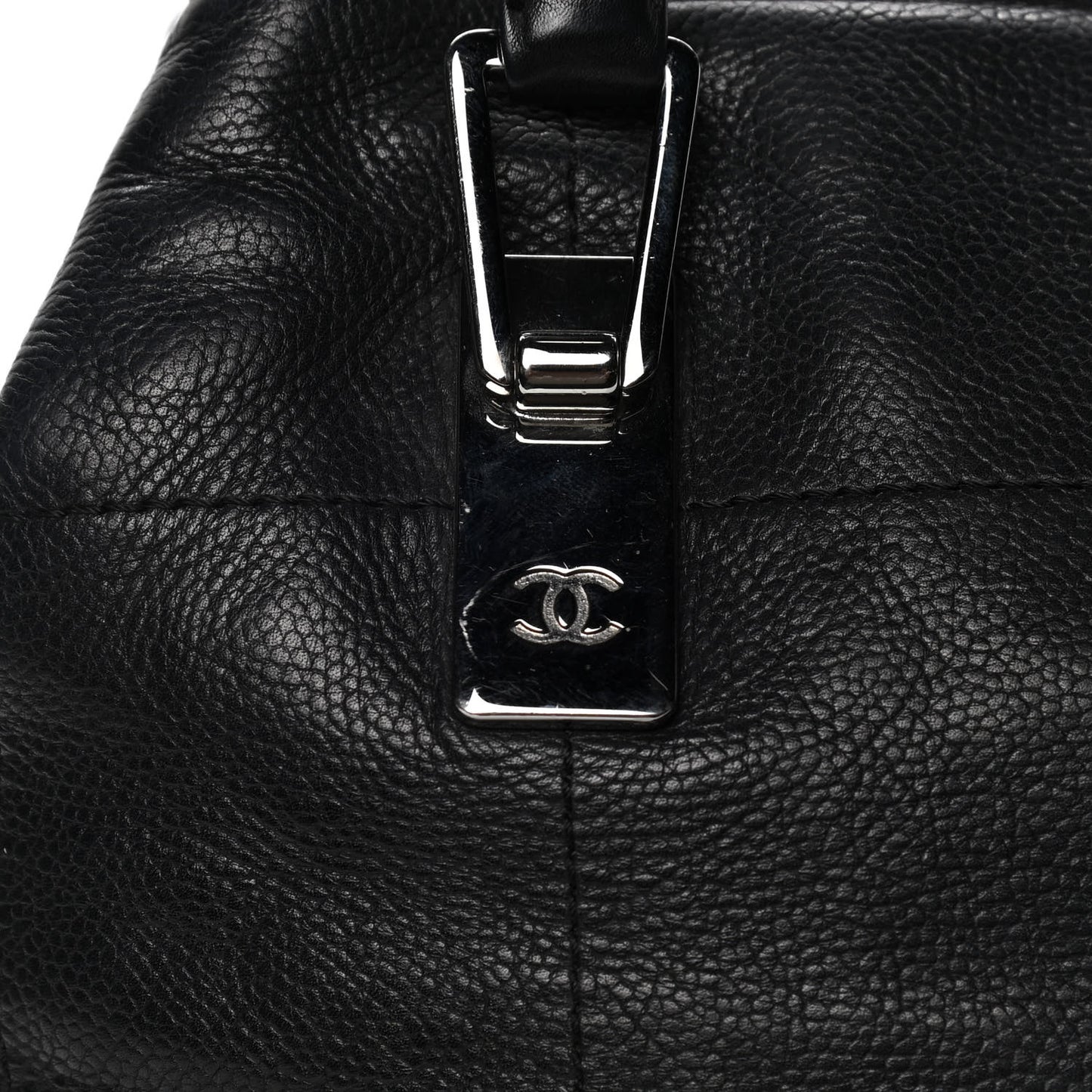 Caviar Square Stitched Medium Tote Black