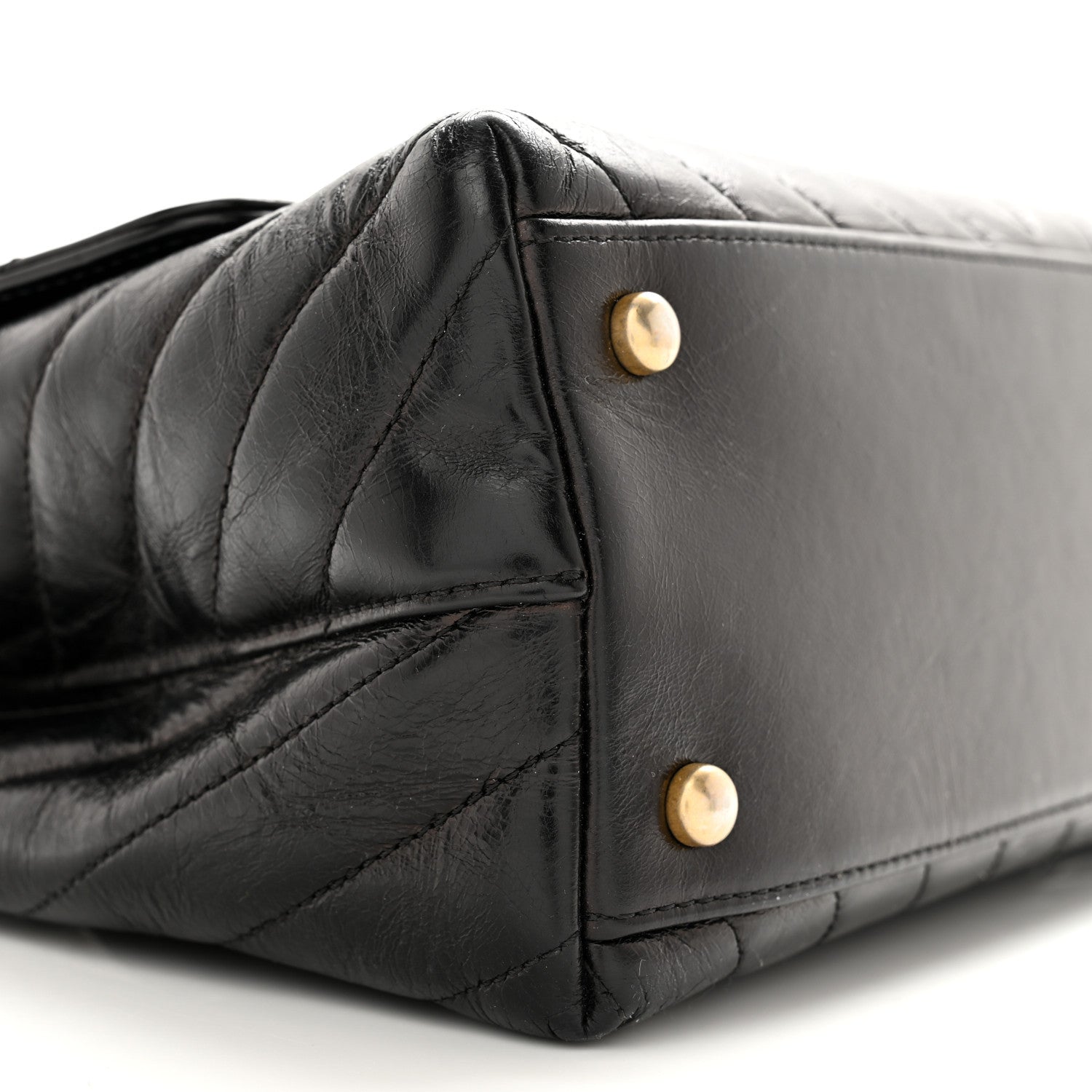 Chanel Calfskin Lizard Chevron Quilted Small Coco Handle Flap Black 9 of 13