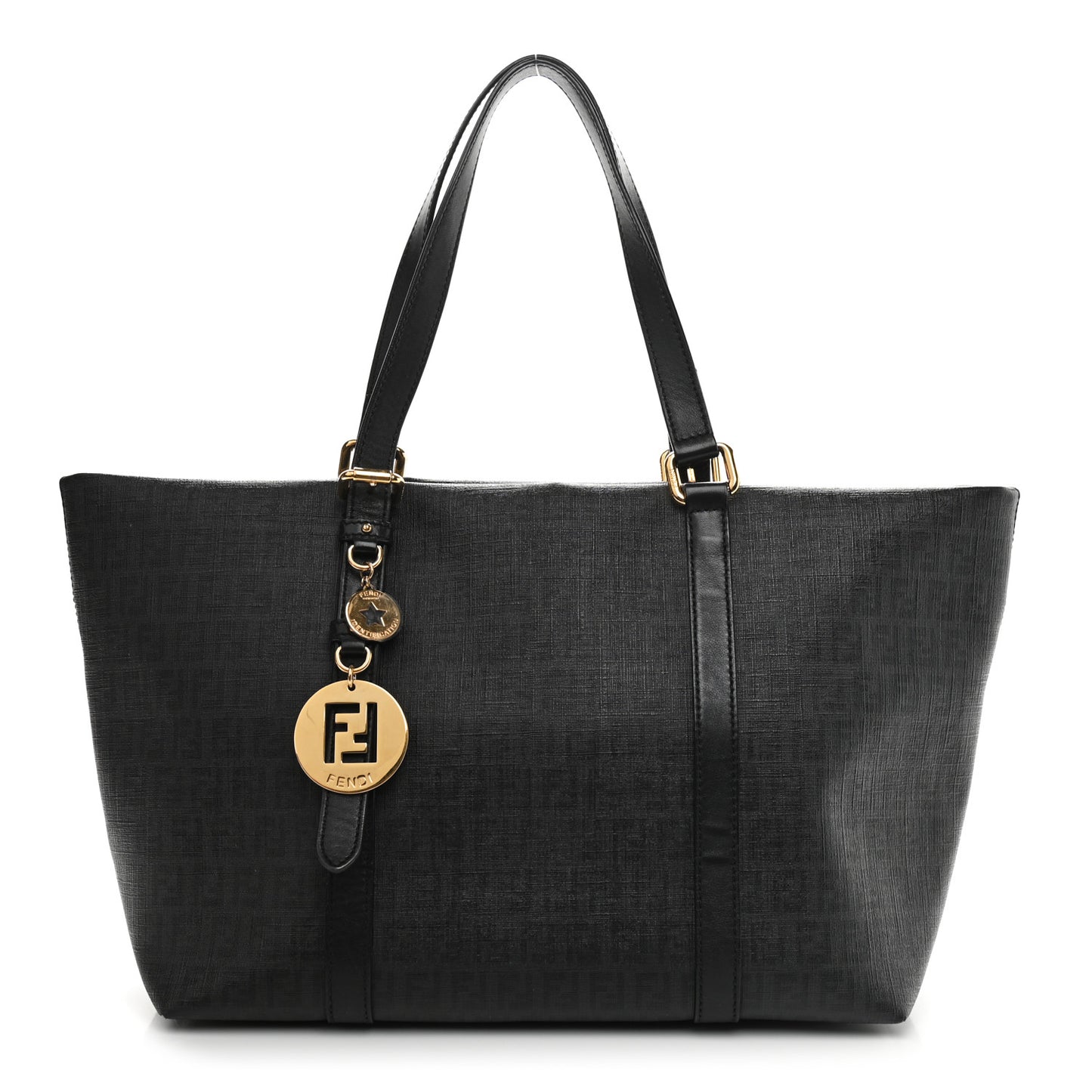 Zucchino Spalmati Vitello Large Charm Shopping Tote Black