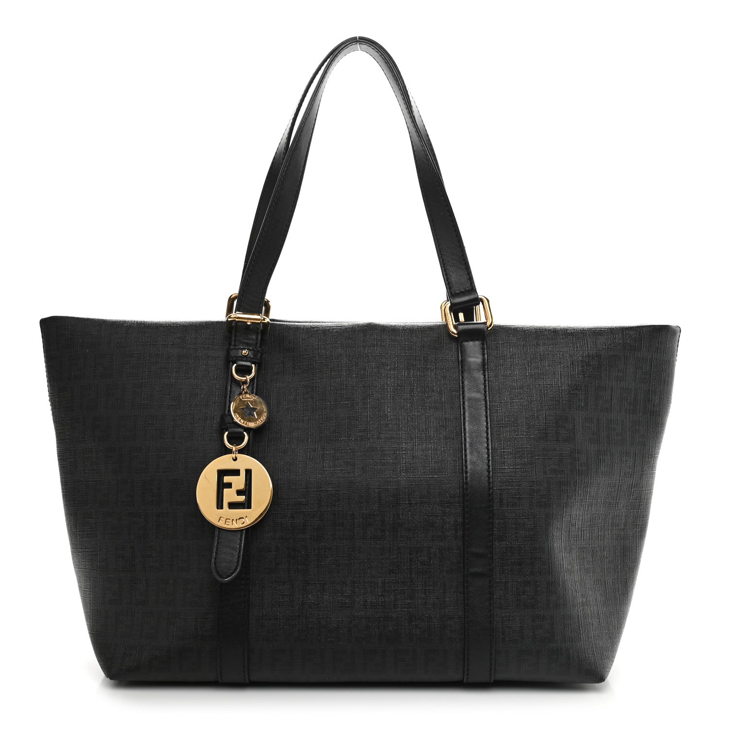 Fendi Zucchino Spalmati Vitello Large Charm Shopping Tote Black 1 of 12