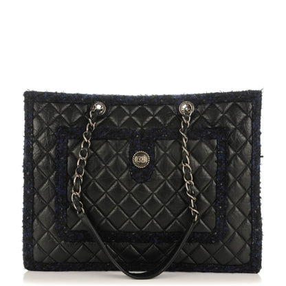 Chanel Aged Calfskin Quilted Tweed Large Secrets Tote Black 1 of 7