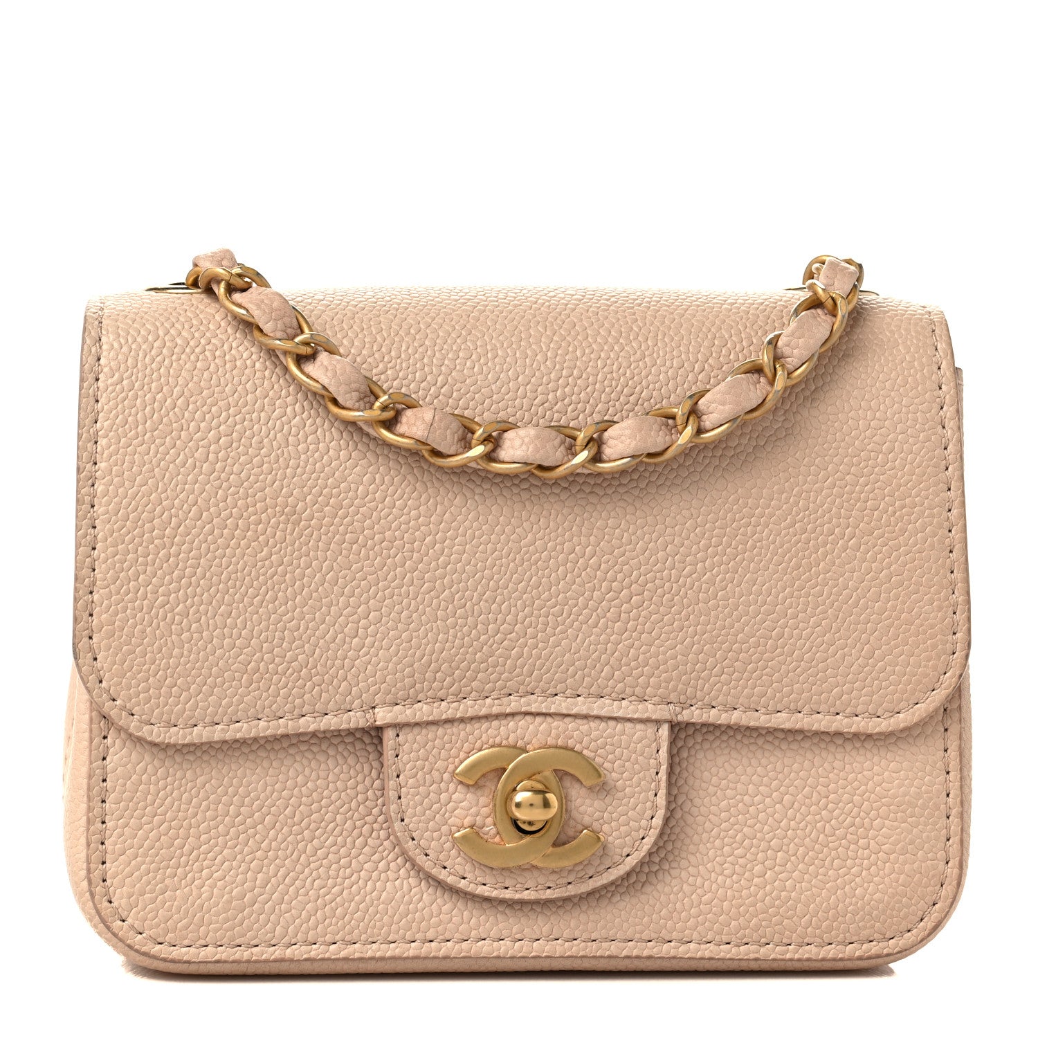 Chanel Grained Calfskin Mini Square Classic Pure Flap Nude 1 of 9