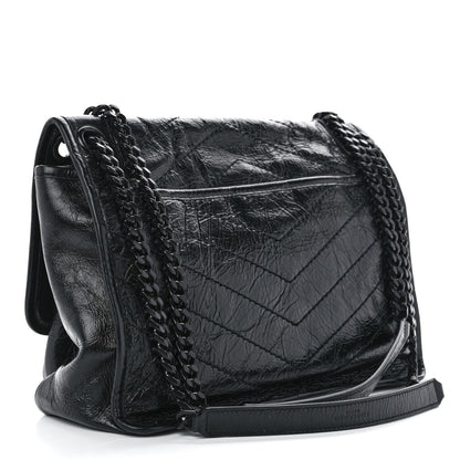 Saint Laurent Crinkled Calfskin Matelasse Monogram Medium Niki Chain Satchel Black 2 of 10