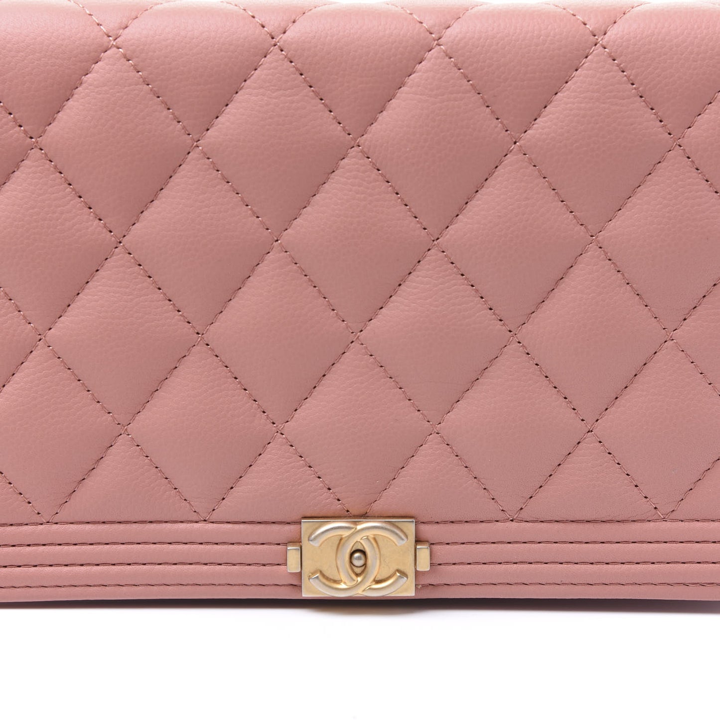 Caviar Quilted Boy Wallet On Chain WOC Light Pink