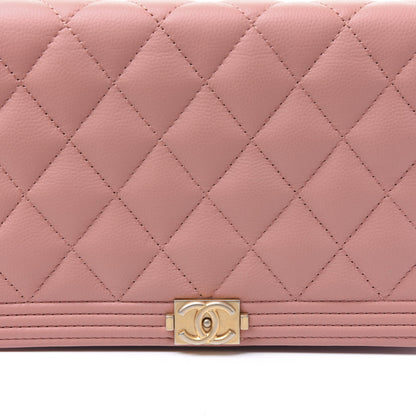 Chanel Caviar Quilted Boy Wallet On Chain WOC Light Pink 10 of 11
