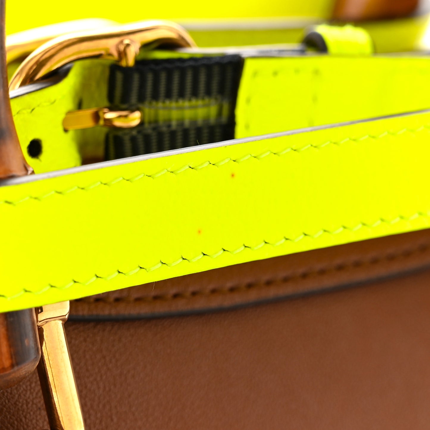 Wonka Grain Calfskin Mini Diana Tote Bag Cuir Yellow Fluo