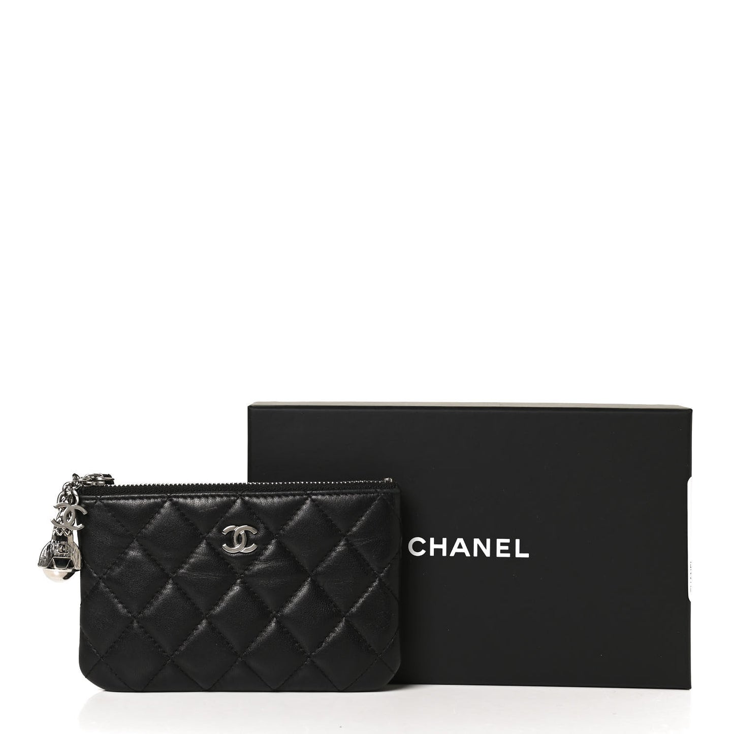 Lambskin Quilted Small Cosmo Cosmetic Case Black
