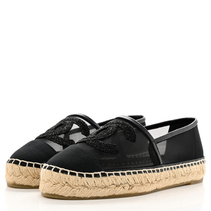 Chanel Mesh Grosgrain CC Espadrilles 35 Black 3 of 10