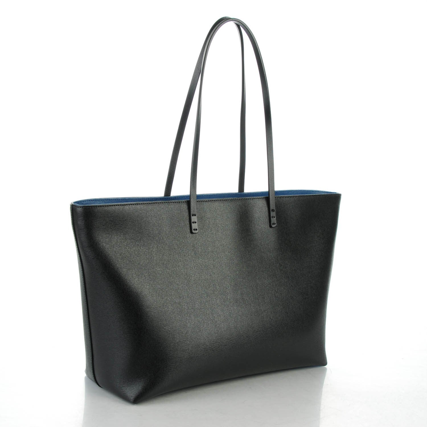 Fendi Vitello Elite Cuoio Monster Buggies Medium Roll Tote Black Multicolor Blue Cobalto 3 of 8
