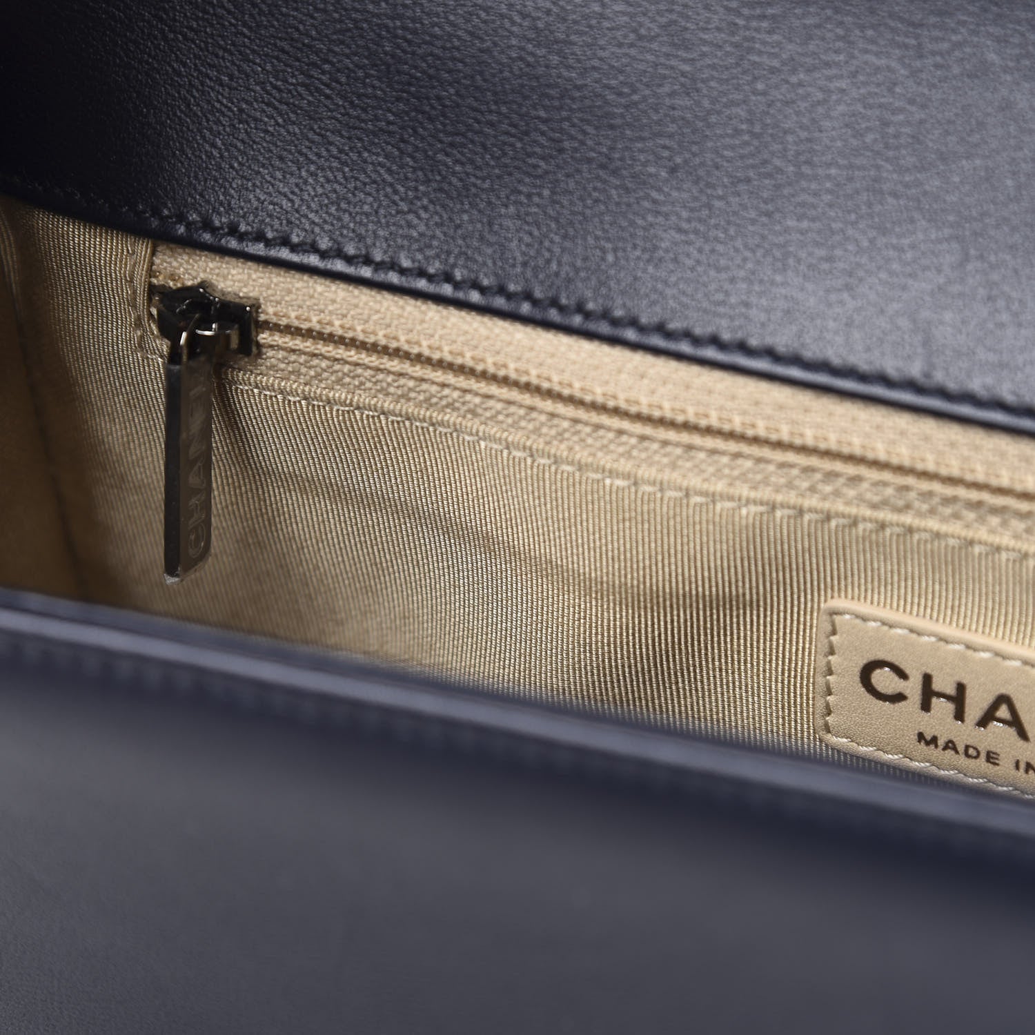 Chanel Calfskin Chevron Quilted New Medium Boy Flap Navy Blue 8 of 14