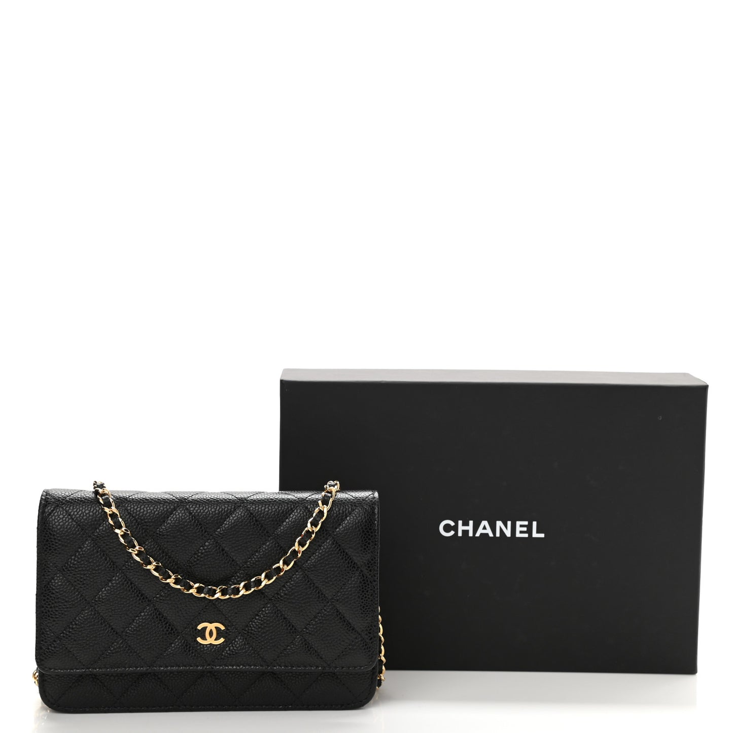 Caviar Quilted Wallet On Chain WOC Black