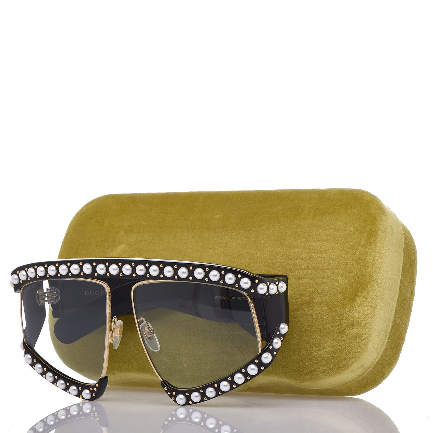 Acetate Pearl Rectangular Frame Sunglasses GG0234S Black