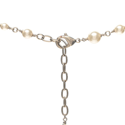 Chanel Pearl Enamel CC Camellia Necklace Gold Beige 4 of 6