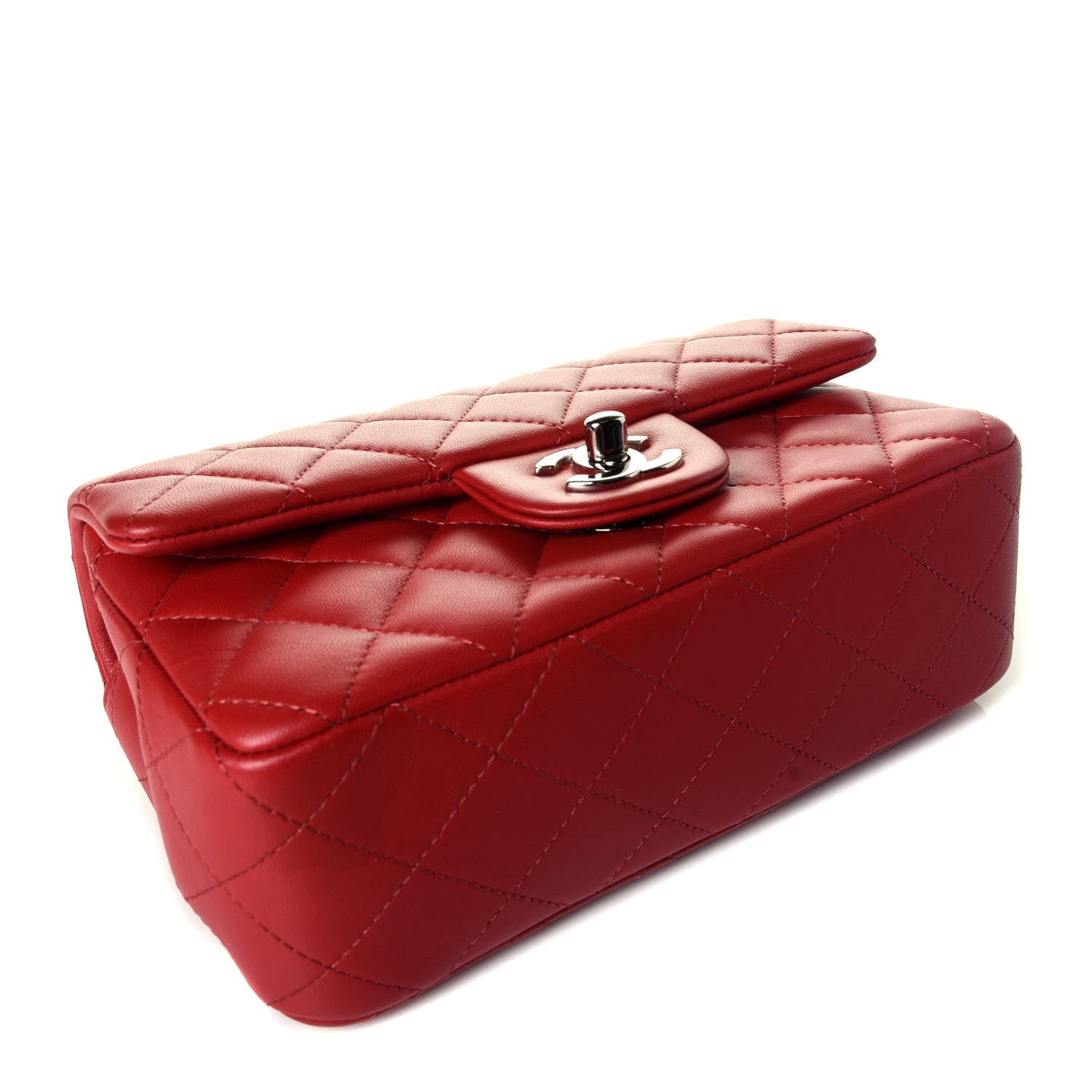 Chanel Lambskin Quilted Mini Rectangular Flap Red 4 of 9
