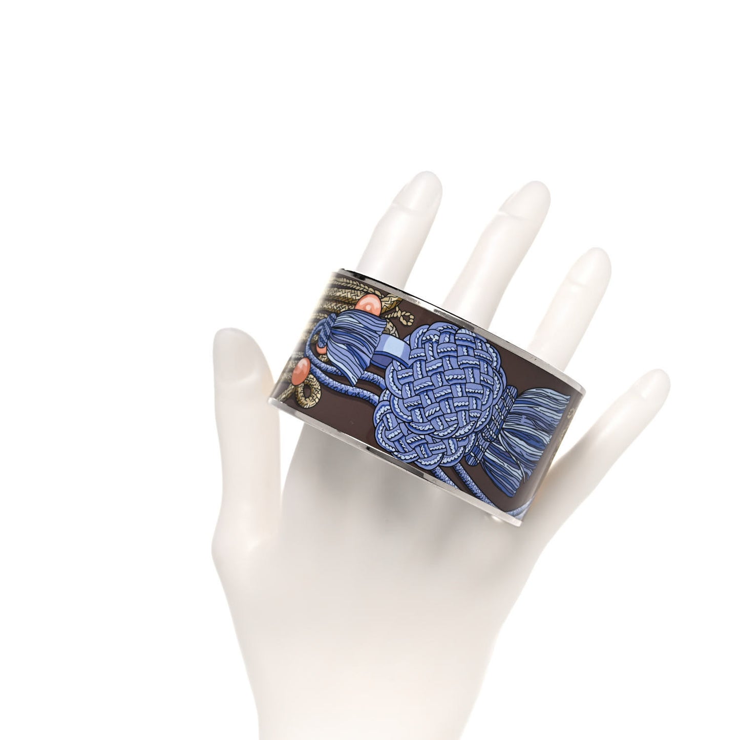 Enamel Printed Brandebourgs Extra Wide Bracelet 65 Passe Brown