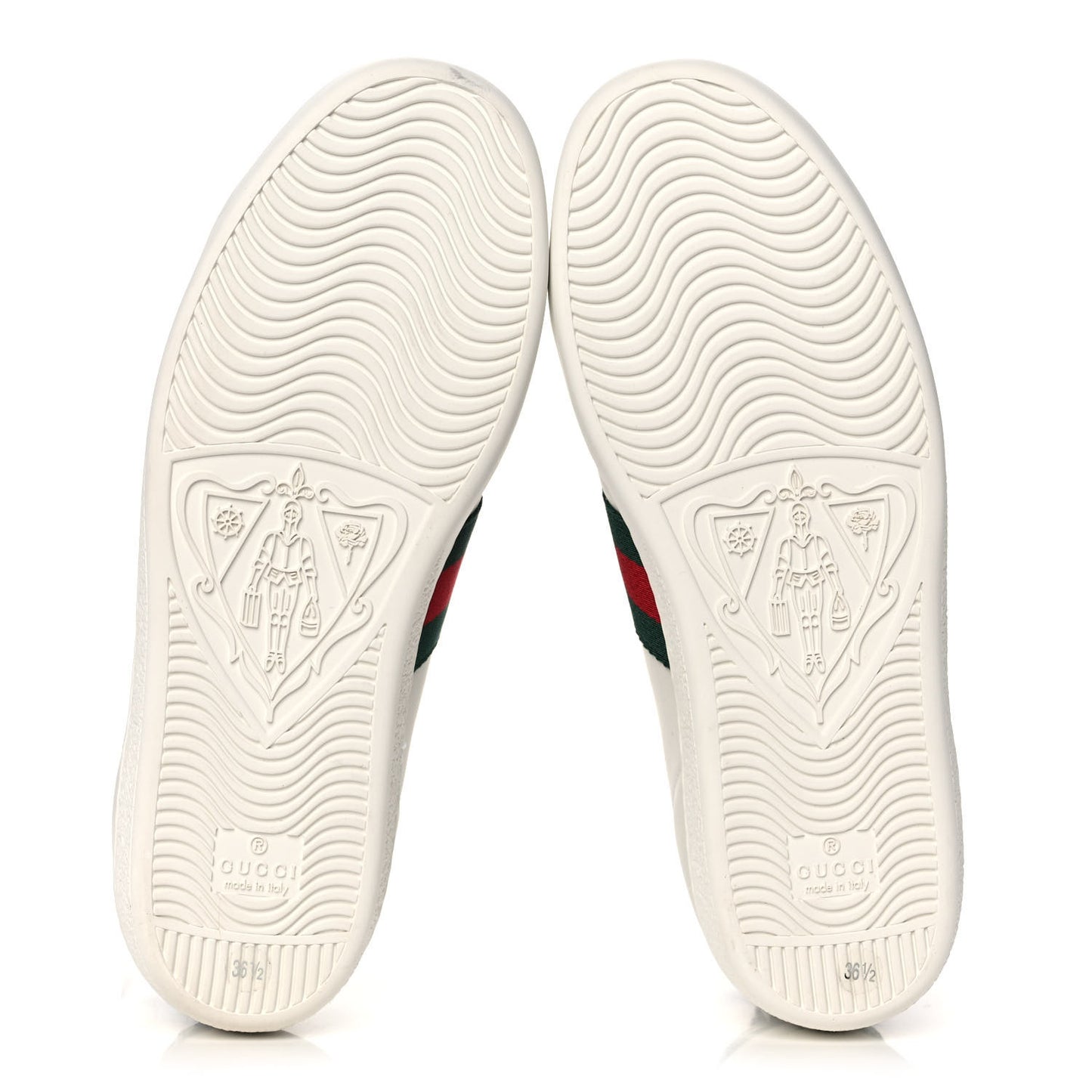 Calfskin Crocodile Web Womens Ace Sneakers 36.5 White Green
