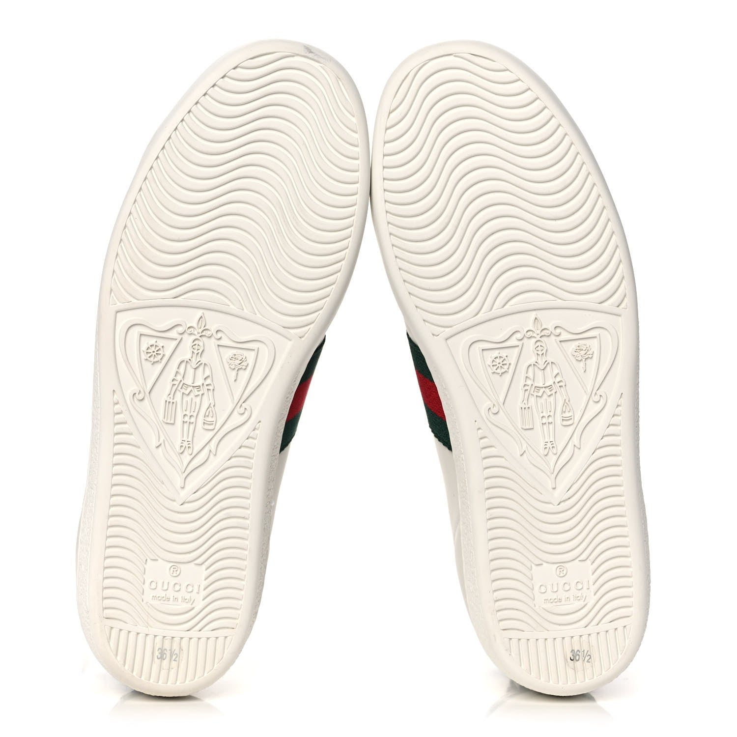 Gucci Calfskin Crocodile Web Womens Ace Sneakers 36.5 White Green 5 of 11