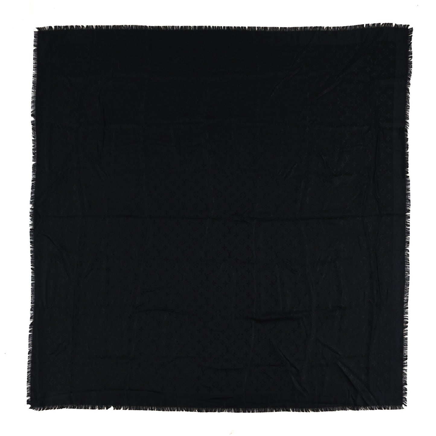 Silk Wool Monogram Shawl Black