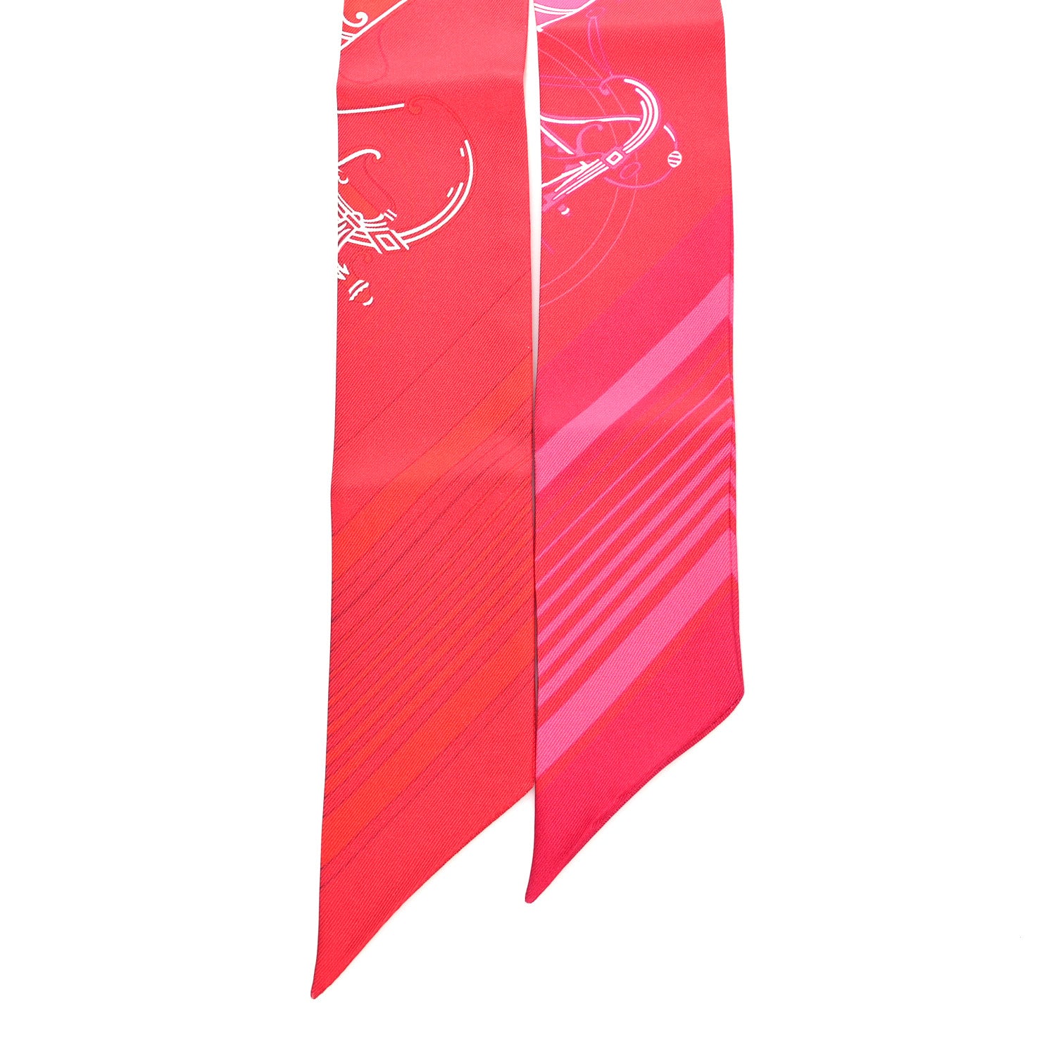 Hermes Silk Ex-Libris Twilly Fuchsia Rouge White 2 of 4