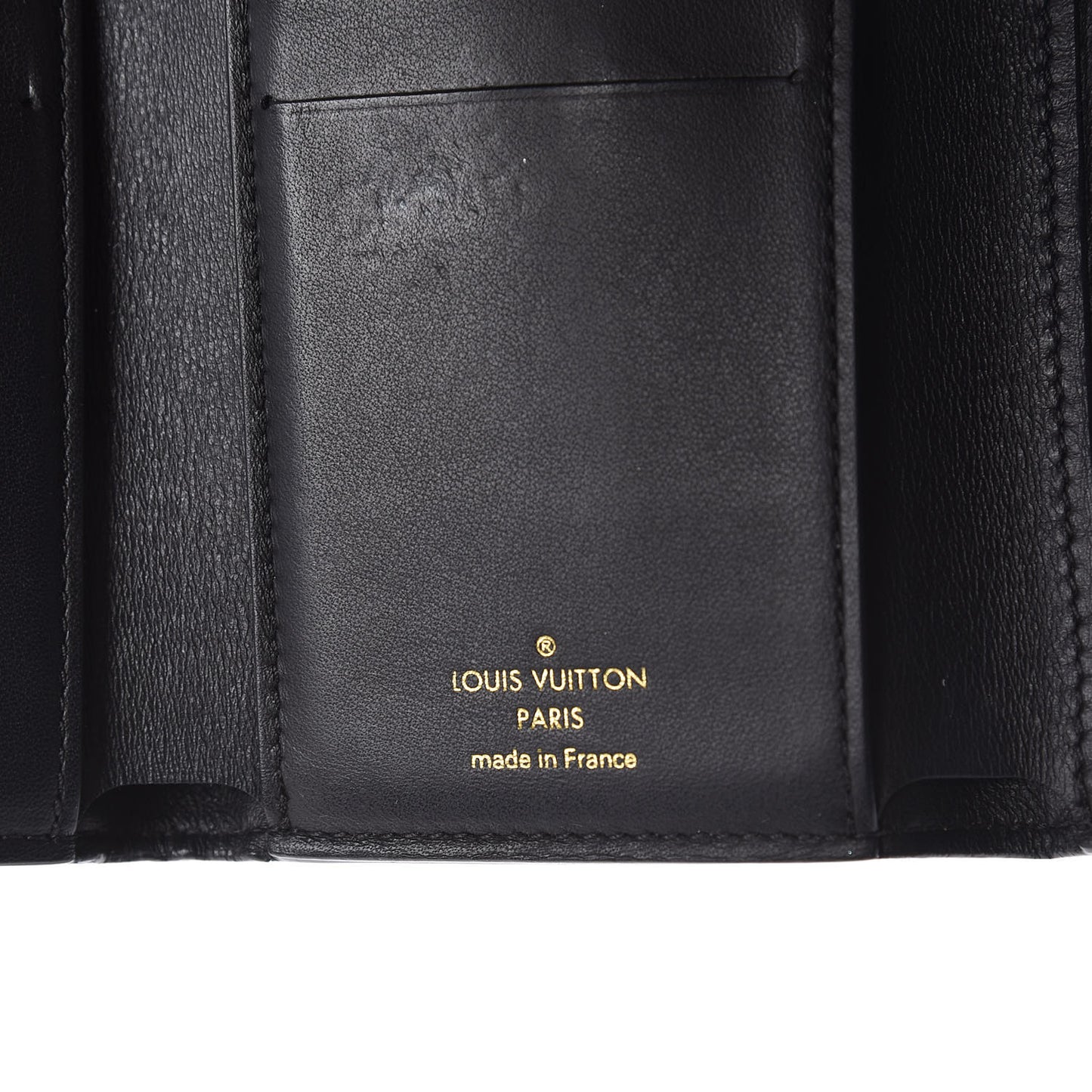 Taurillon Perforated Capucines Compact Wallet Black