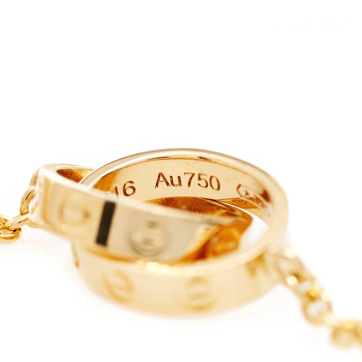 Cartier 18K Yellow Gold Interlocking LOVE Necklace 7 of 9