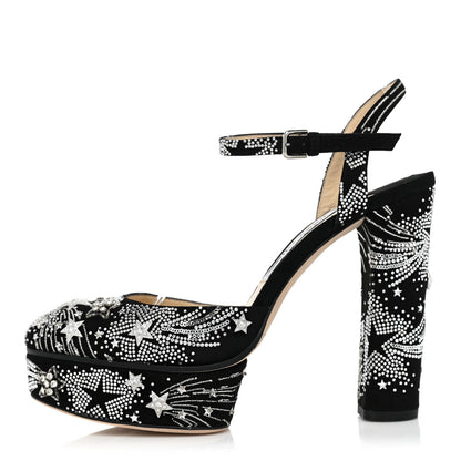 Jimmy Choo Suede Crystal Maple 125 Supernova Platforms 38.5 Black 1 of 10