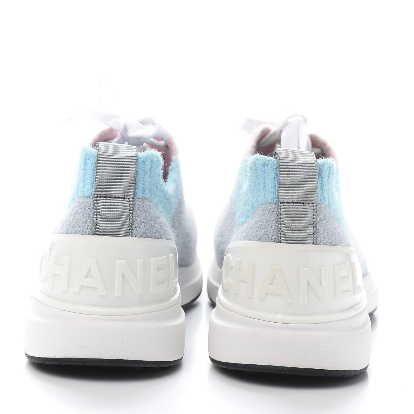 Mixed Fabrics Knit Sneakers 39.5 Grey Pink Blue