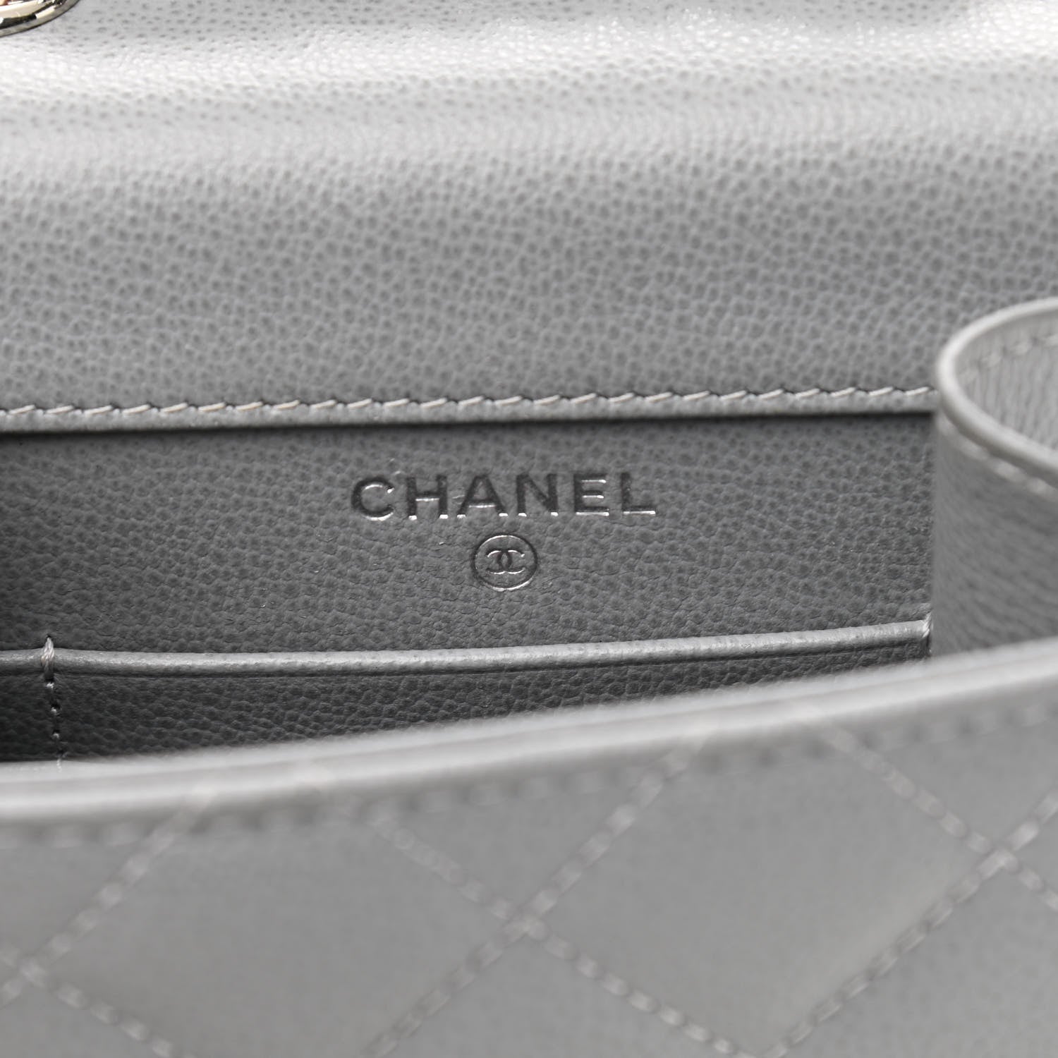 Chanel Grained Calfskin Quilted CC Box Clutch With Chain Grey 6 of 12