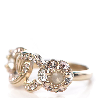 Chanel Crystal Poured Glass CC Ring 5 Gold 3 of 6