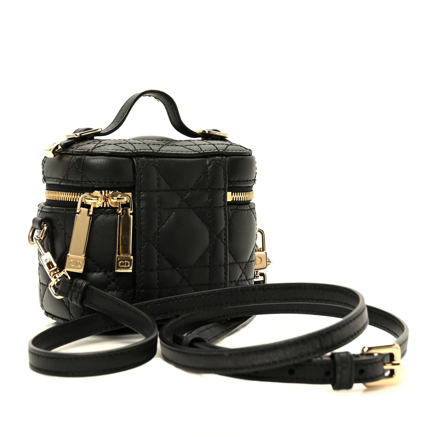Lambskin Cannage Micro Lady Dior Vanity Case Black