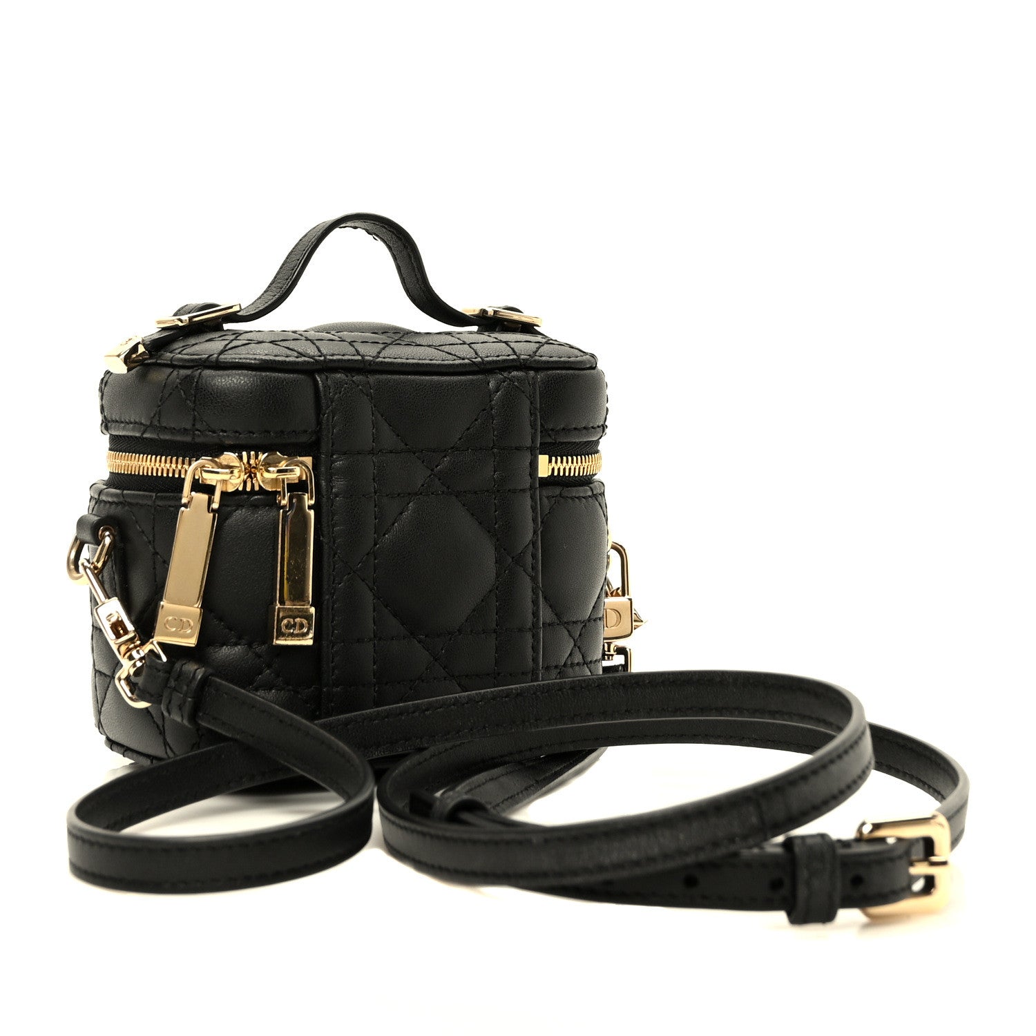 Christian Dior Lambskin Cannage Micro Lady Dior Vanity Case Black 3 of 9