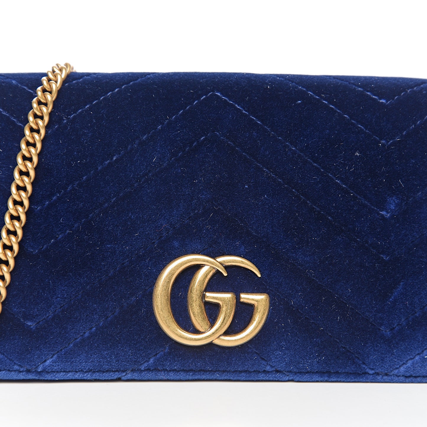 Velvet Matelasse GG Marmont Mini Bag Cobalt Blue