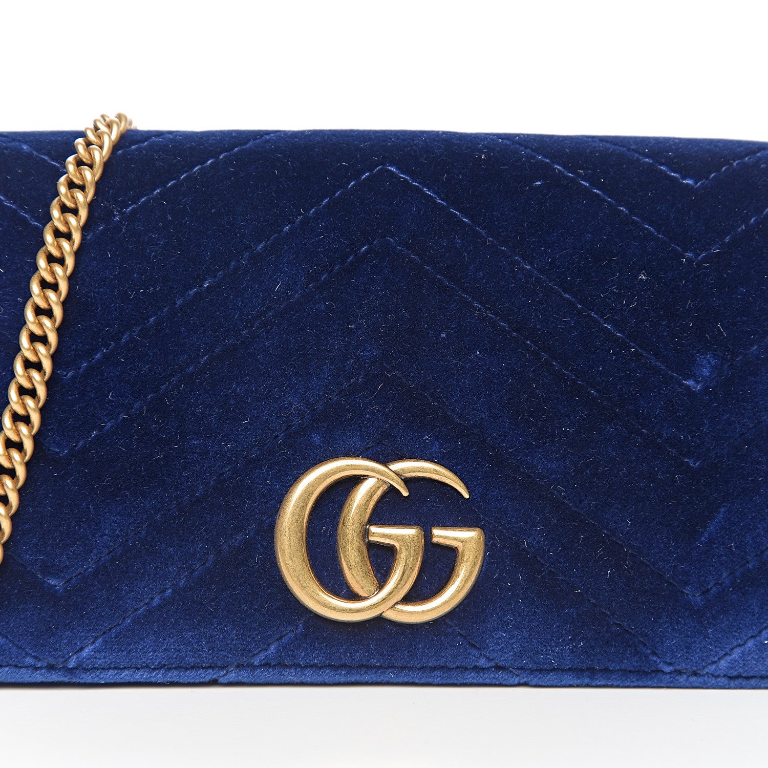 Gucci Velvet Matelasse GG Marmont Mini Bag Cobalt Blue 9 of 9