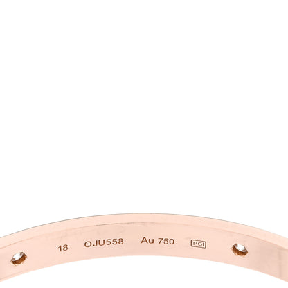 Cartier 18K Pink Gold 4 Diamond LOVE Bracelet 18 5 of 7