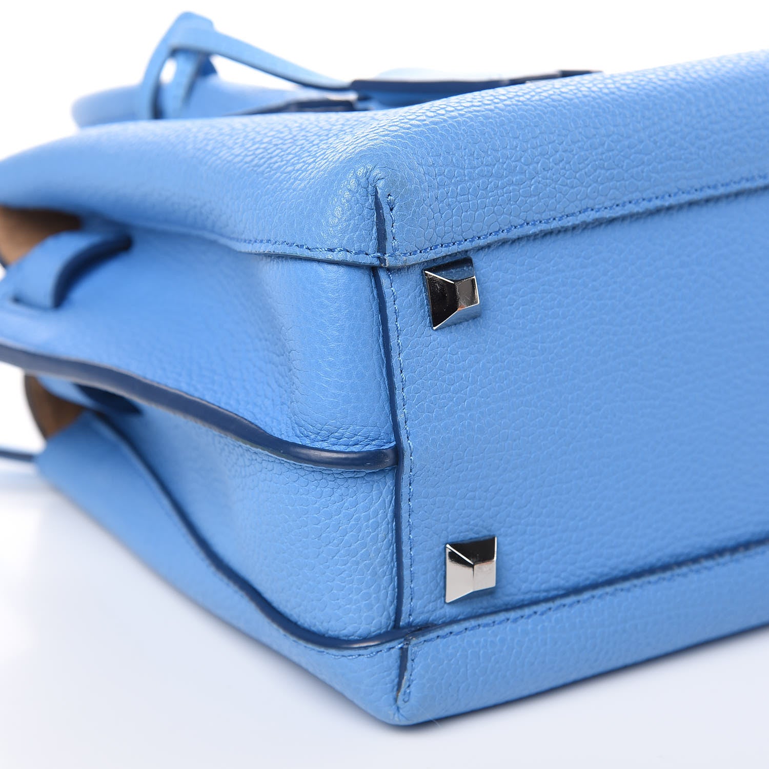 MCM Grained Calfskin Mini Milla Tote Mediterranean Blue 18 of 19