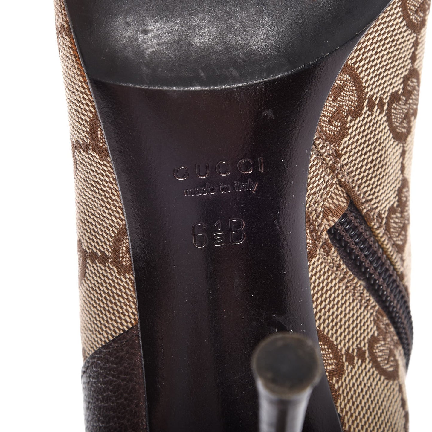 Monogram Textured Calfskin D Ring Ankle Booties 6.5 Beige Ebony Cocoa