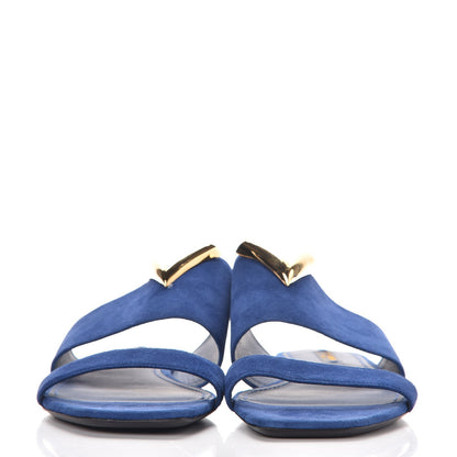 Louis Vuitton Suede Bayfront Mule Sandals 36.5 Blue Nuit 4 of 8