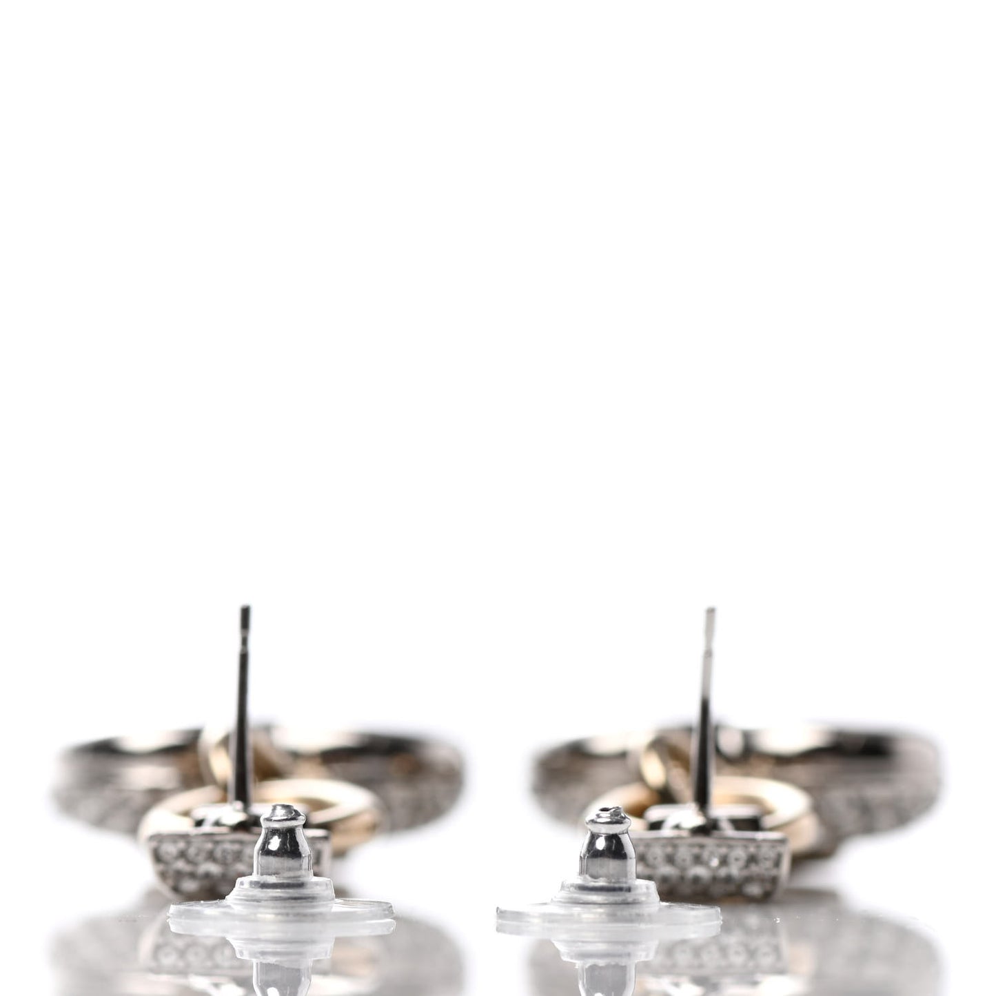 Crystal Heart CC Drop Earrings Gold