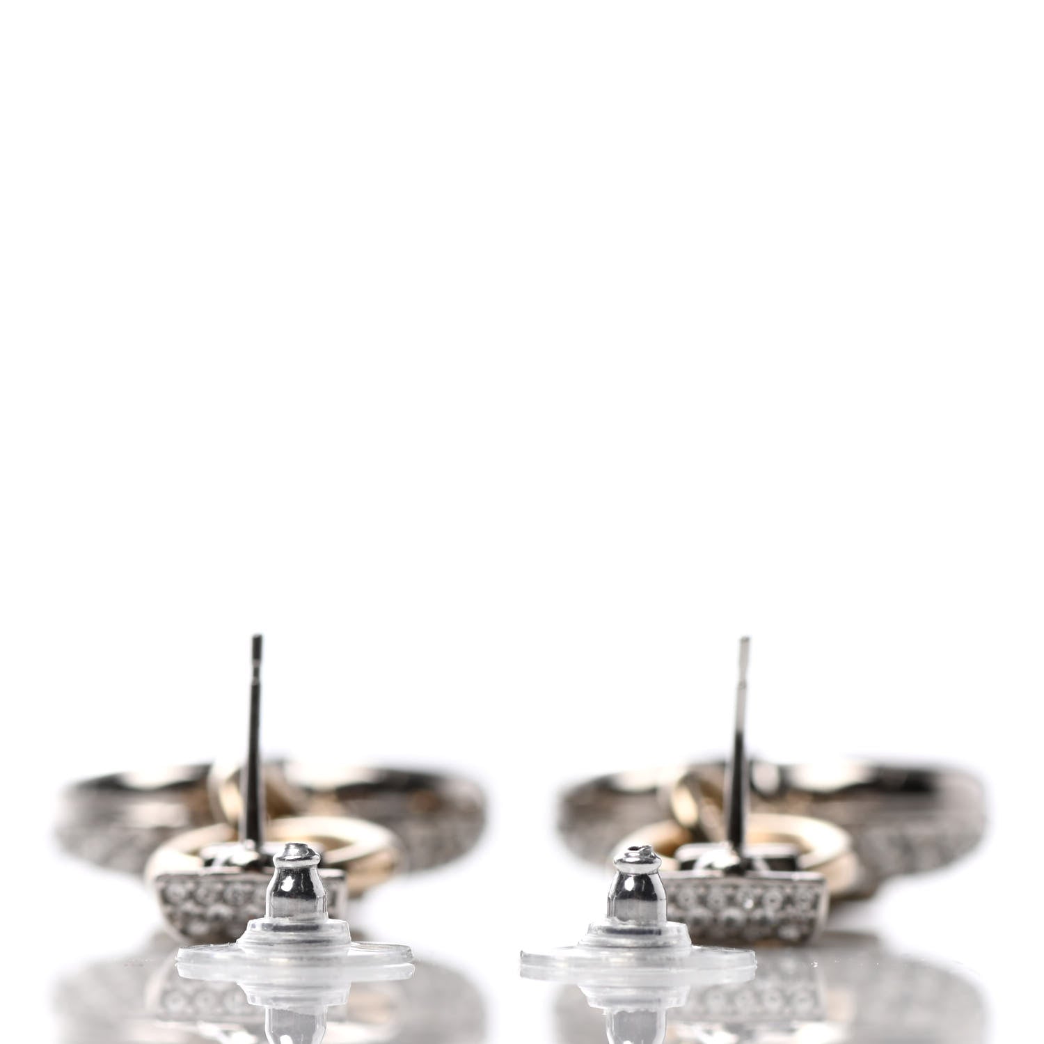 Chanel Crystal Heart CC Drop Earrings Gold 3 of 4