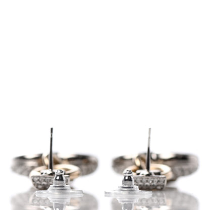 Chanel Crystal Heart CC Drop Earrings Gold 3 of 4