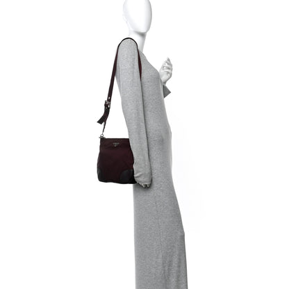 Prada Tessuto Nylon Nappa Triangle Crossbody Bag Bordeaux 2 of 9