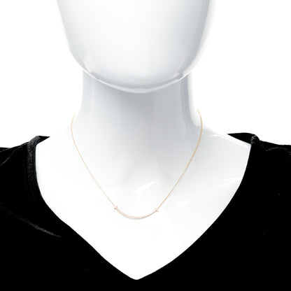 Tiffany 18K Rose Gold Diamond Small T Smile Pendant Necklace 3 of 6