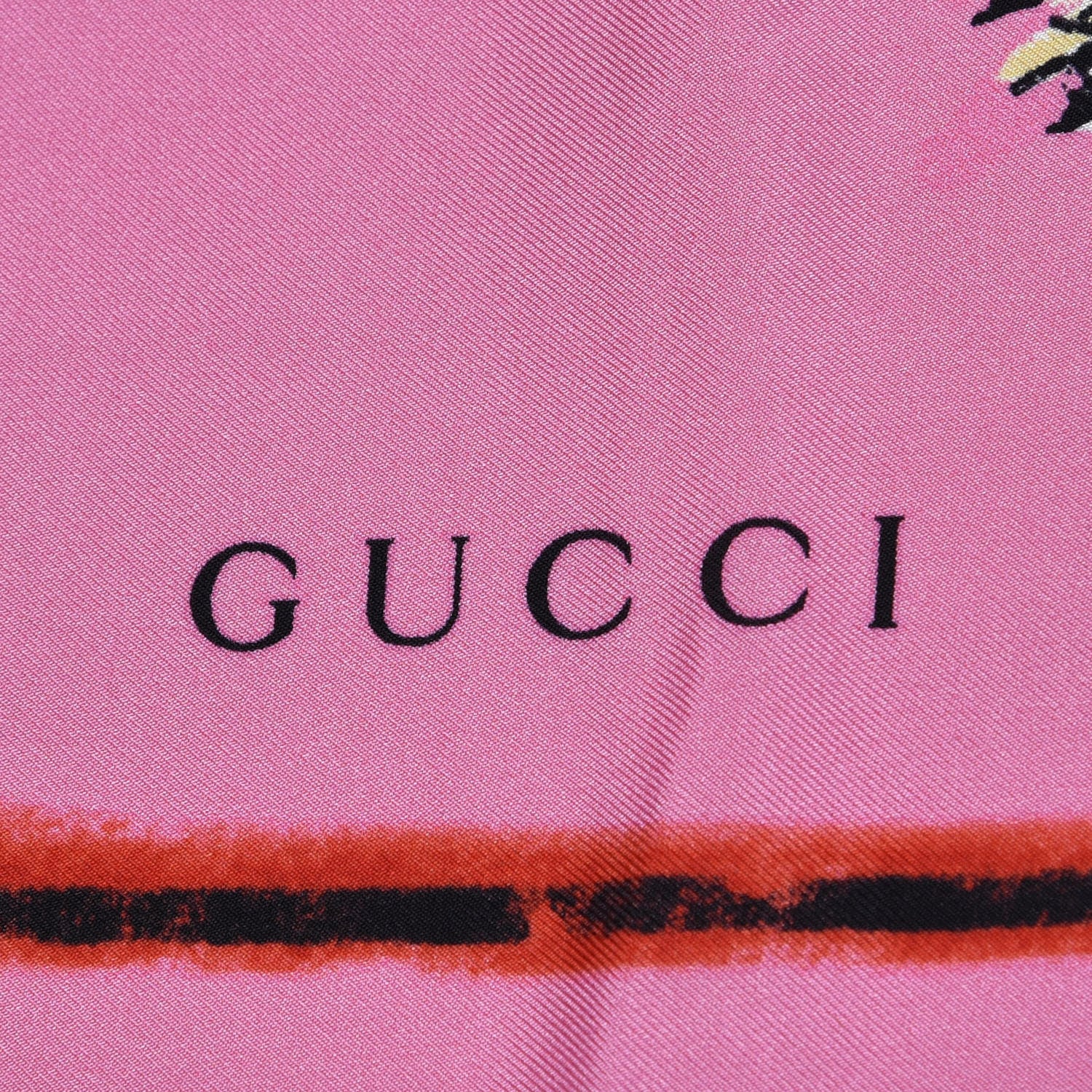 Gucci Silk Tiger Face Print Square Scarf Pink 4 of 4