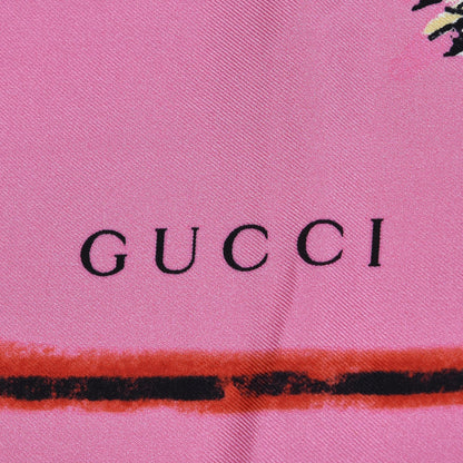 Gucci Silk Tiger Face Print Square Scarf Pink 4 of 4