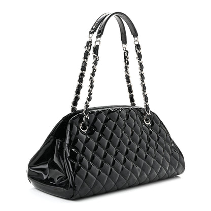 Chanel Patent Quilted Medium Just Mademoiselle Bowling Bag Black 2 of 10