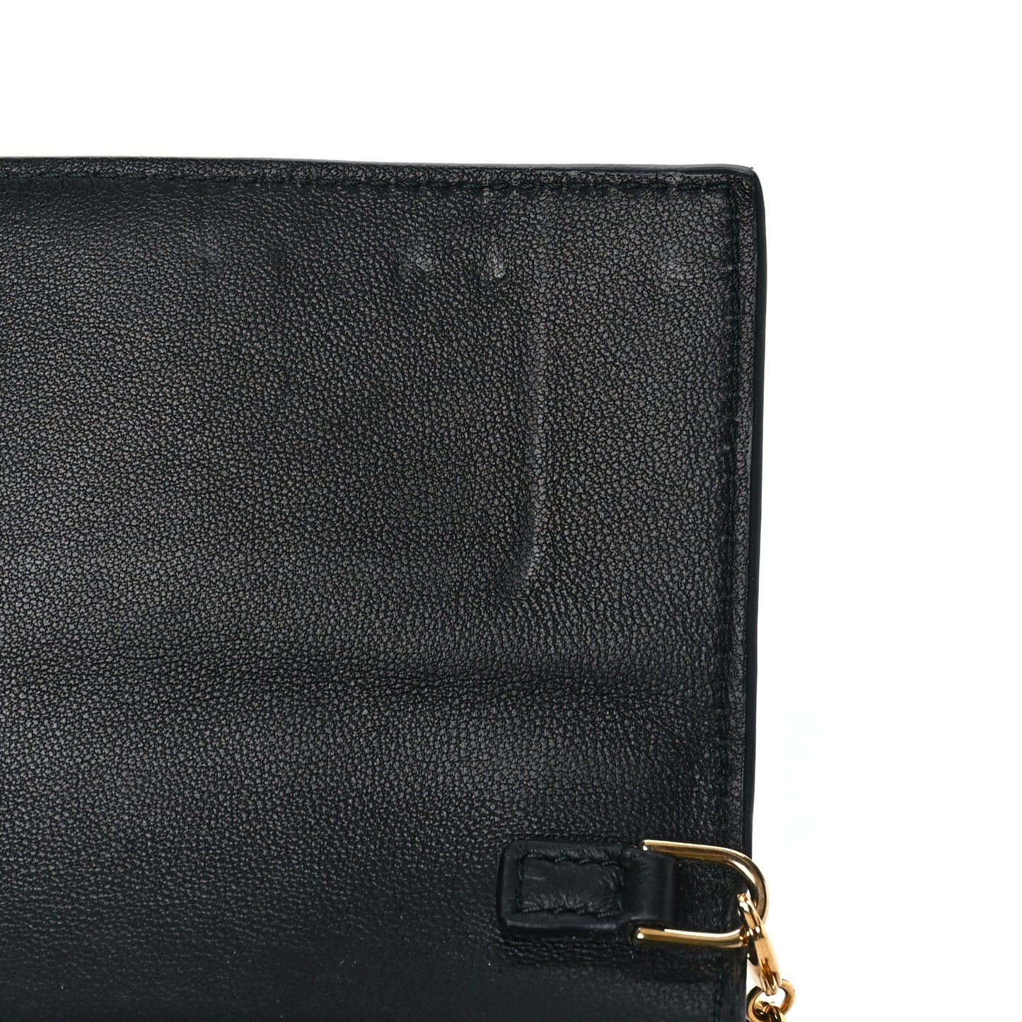 Calfskin Studded Skull Wallet on Chain Black