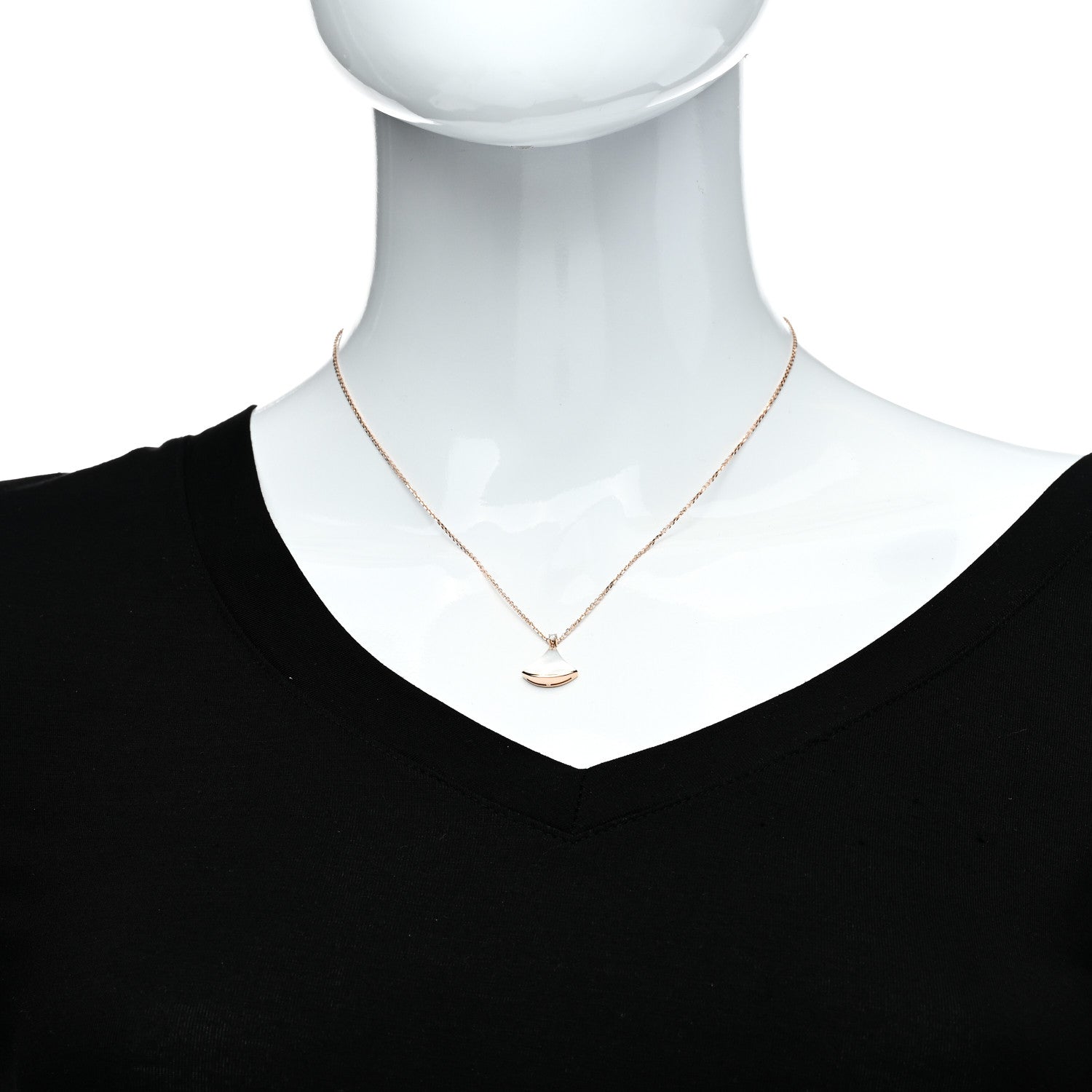 Bulgari 18K Rose Gold Diamond Mother of Pearl Small Divas' Dream Pendant Necklace 2 of 8