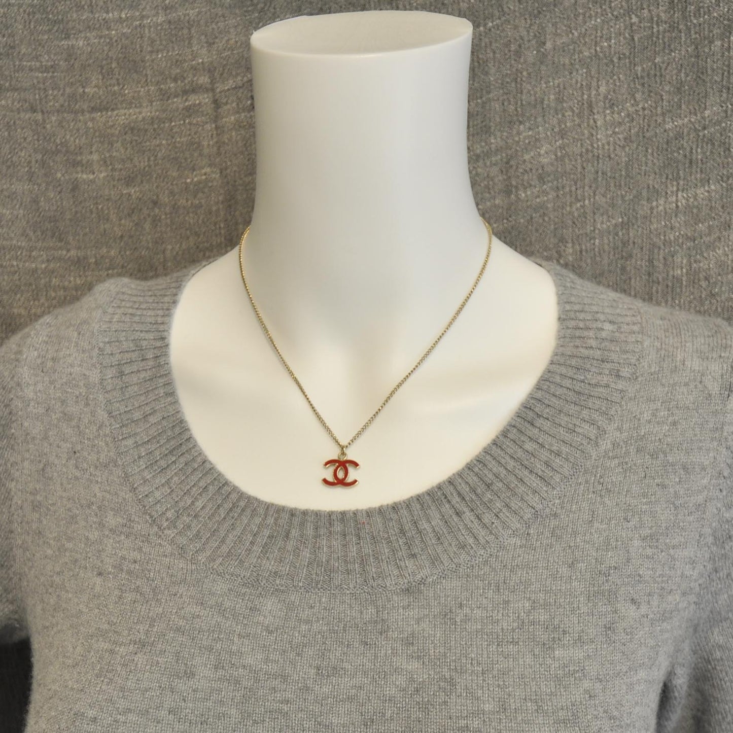 Enamel CC Necklace Red