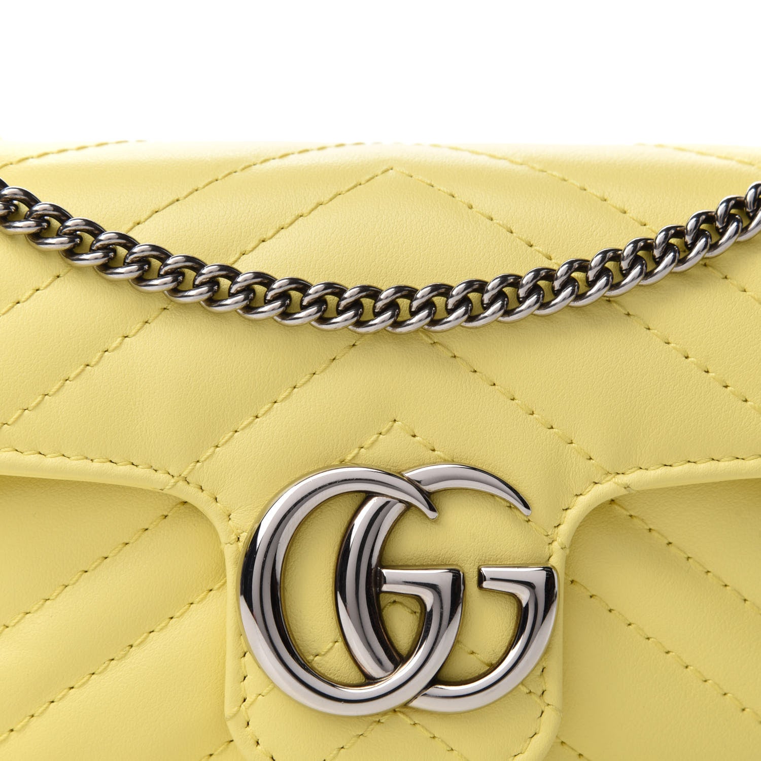 Gucci Calfskin Matelasse Super Mini GG Marmont Shoulder Bag Banana 10 of 11