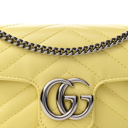 Gucci Calfskin Matelasse Super Mini GG Marmont Shoulder Bag Banana 10 of 11